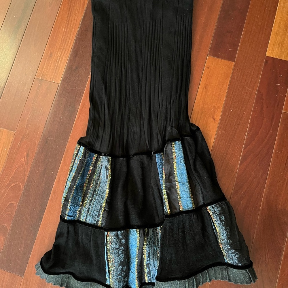 Elegant Didier Parakian  Black and Blue Strapless Dress